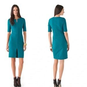 Diane Von Furstenberg Saturn Teal Dress pencil dress. Size 10.